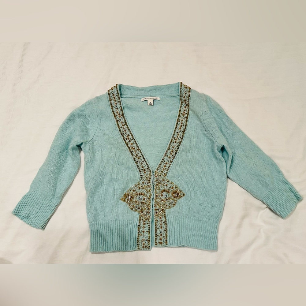 Banana Republic Blue beaded Cardigan